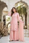 MODERN ROMAN GLASS EMBROIDERY THREAD WITH PERAL MOTI HAND WORK AND FANCY CUT WORK TOP PALAZZO WITH DUPATTA FESTIVE WEAR WHOLESALE PRICE ETHNIC GARMENT (4)