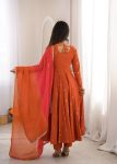 MODERN ROMAN SILK EMBROIDERY SEQUENCE WITH REAL MIRROR WORK GOWN BOTTOM WITH DUPATTA FESTIVE WEAR WHOLESALE PRICE ETHNIC GARMENT (1)
