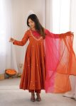 MODERN ROMAN SILK EMBROIDERY SEQUENCE WITH REAL MIRROR WORK GOWN BOTTOM WITH DUPATTA FESTIVE WEAR WHOLESALE PRICE ETHNIC GARMENT (1)