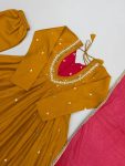 MODERN ROMAN SILK EMBROIDERY SEQUENCE WITH REAL MIRROR WORK GOWN BOTTOM WITH DUPATTA WEDDING WEAR WHOLESALE PRICE ETHNIC GARMENT (3)