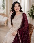 MODERN ROMAN SILK EMBROIDERY WORK TOP BOTTOM WITH DUPATTA FESTIVE WEAR WHOLESALE PRICE ETHNIC GARMENT (4)
