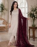 MODERN ROMAN SILK EMBROIDERY WORK TOP BOTTOM WITH DUPATTA FESTIVE WEAR WHOLESALE PRICE ETHNIC GARMENT (4)