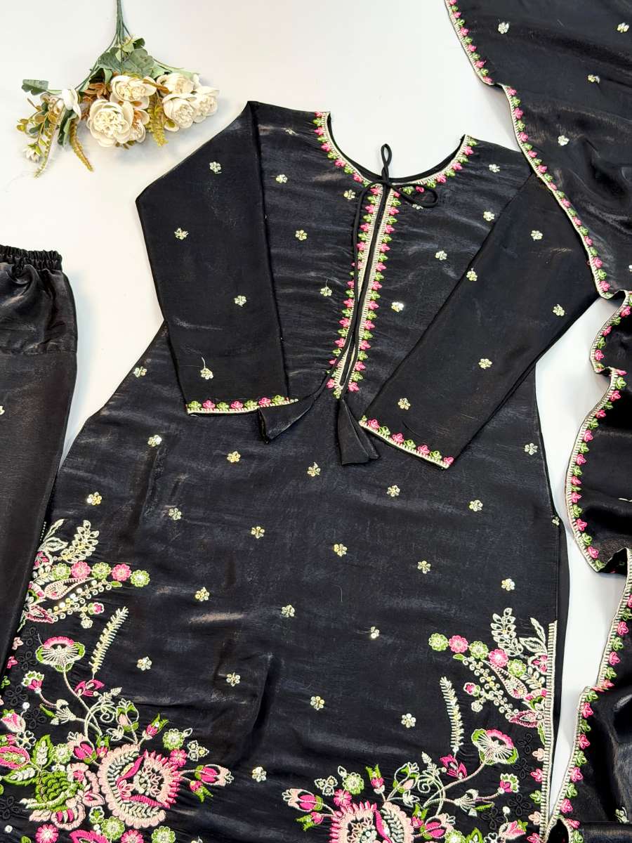 MODERN SATIN GLASS EMBROIDERY THREAD WORK TOP PATIYALA WITH DUPATTA FESTIVE WEAR WHOLESALE PRICE ETHNIC GARMENT (1)