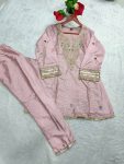 MODERN SILK CREPE EMBROIDERY WITH HAND MIRROR WORK CO-ORD SET FESTIVE WEAR WHOLESALE PRICE ETHNIC GARMENT (6)