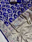 MODERN SILK FLOWERS AND MINA & ZARI WEAVING BORDER WORK SAREE WITH UNSTITCHED BLOUSE FESTIVE WEAR WHOLESALE PRICE ETHNIC GARMENT (14)