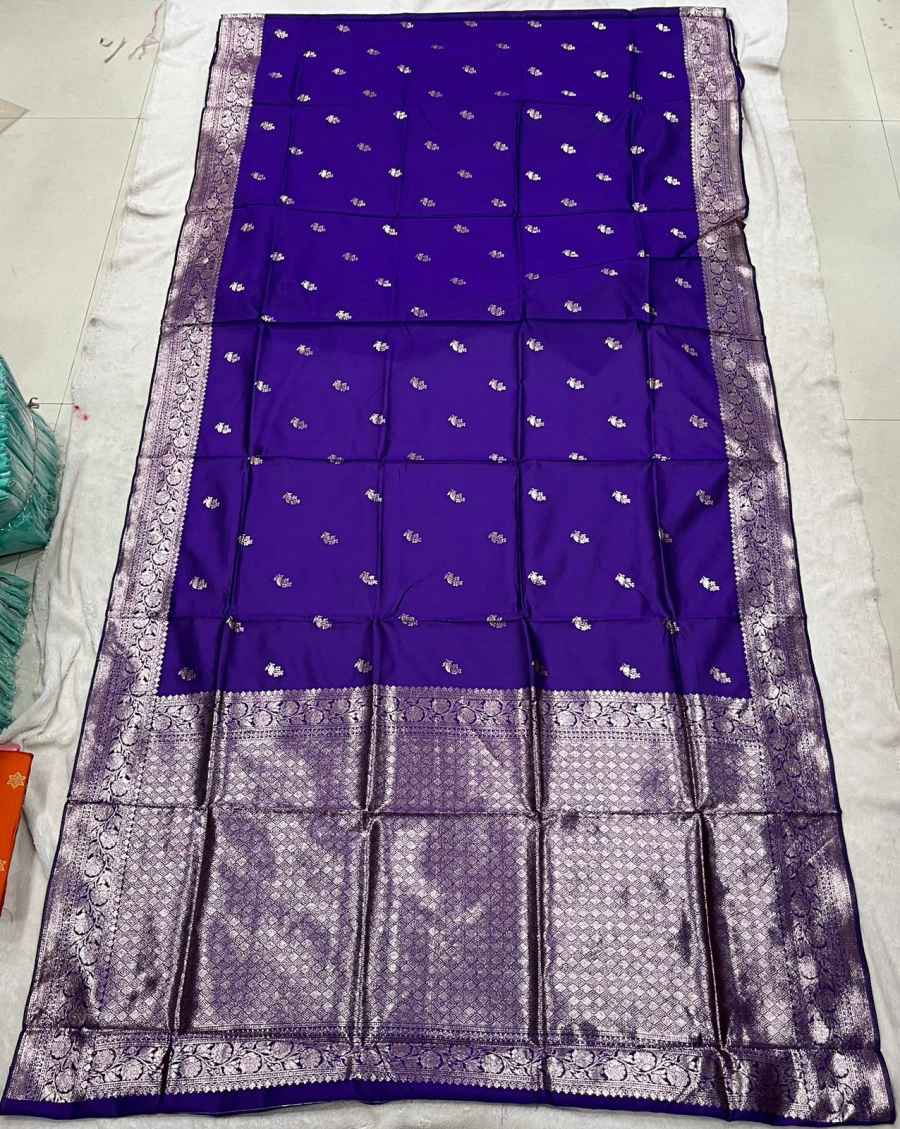 MODERN SILK FLOWERS AND MINA & ZARI WEAVING BORDER WORK SAREE WITH UNSTITCHED BLOUSE FESTIVE WEAR WHOLESALE PRICE ETHNIC GARMENT (14)