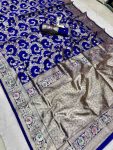 MODERN SILK FLOWERS AND MINA & ZARI WEAVING BORDER WORK SAREE WITH UNSTITCHED BLOUSE FESTIVE WEAR WHOLESALE PRICE ETHNIC GARMENT (14)