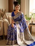 MODERN SILK FLOWERS AND MINA & ZARI WEAVING BORDER WORK SAREE WITH UNSTITCHED BLOUSE FESTIVE WEAR WHOLESALE PRICE ETHNIC GARMENT (14)