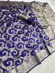 MODERN SILK FLOWERS AND MINA & ZARI WEAVING BORDER WORK SAREE WITH UNSTITCHED BLOUSE FESTIVE WEAR WHOLESALE PRICE ETHNIC GARMENT (14)