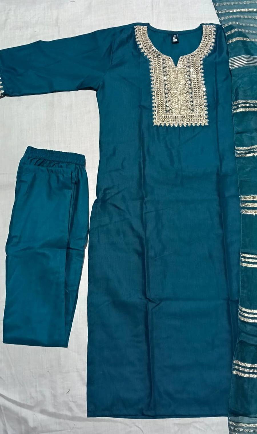 MODERN SLUB COTTON EMBROIDERY WORK TOP BOTTOM WITH DUPATTA FESTIVE WEAR WHOLESALE PRICE ETHNIC GARMENT (10)
