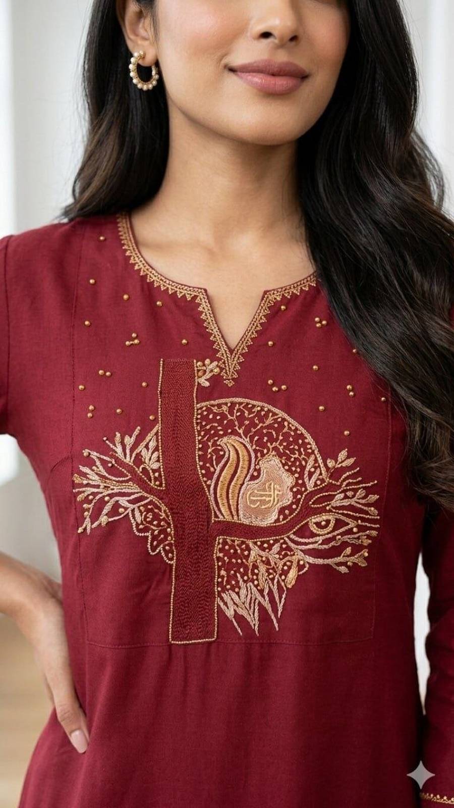 MODERN SLUB COTTON EMBROIDERY WORK TOP PENT SET FESTIVE WEAR WHOLESALE PRICE ETHNIC GARMENT (1)