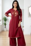 MODERN SLUB COTTON EMBROIDERY WORK TOP PENT SET FESTIVE WEAR WHOLESALE PRICE ETHNIC GARMENT (13)
