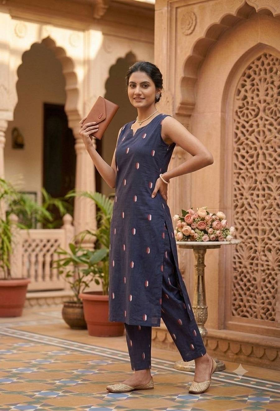 MODERN SLUB COTTON PRINTED WORK TOP PENT SET DAILY WEAR WHOLESALE PRICE ETHNIC GARMENT (10)