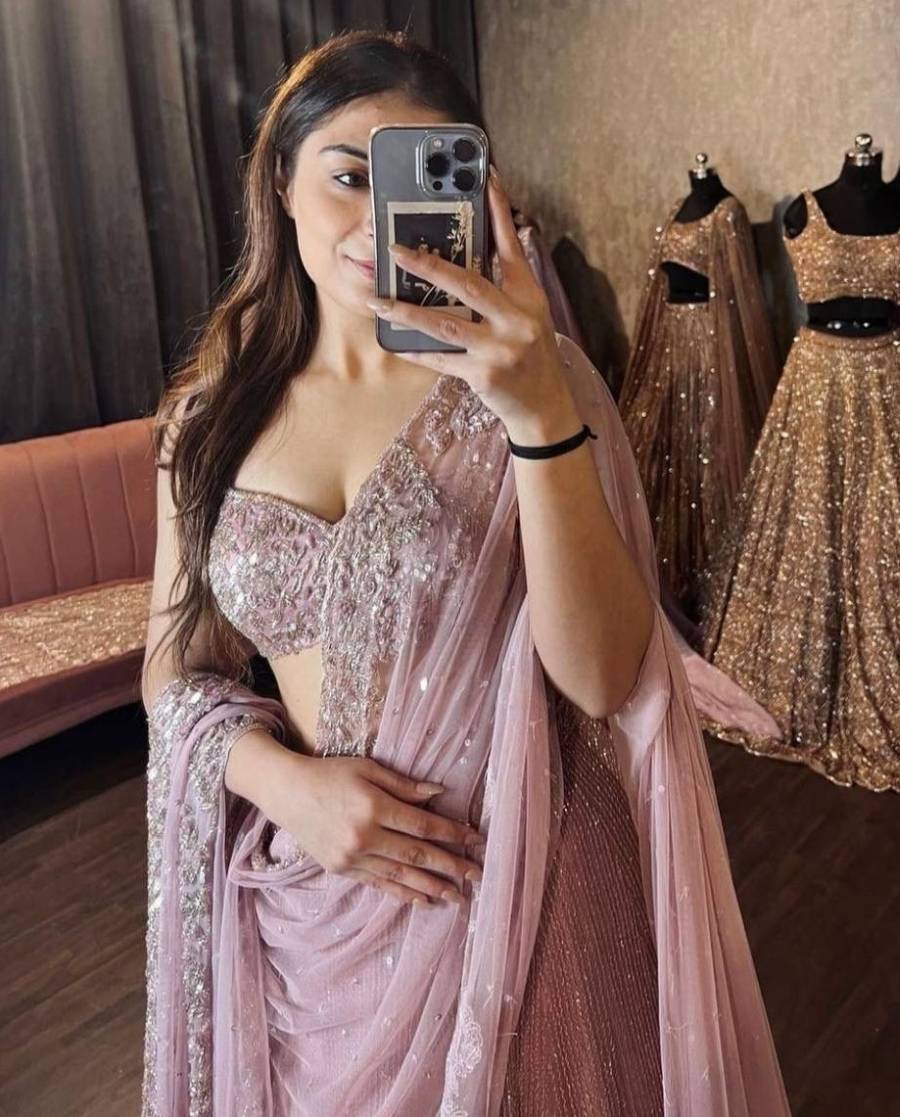 MODERN SOFT NET EMBROIDERY SEQUENCE WITH CUT WORK LEHENGA CHOLI WITH DUPATTA RECEPTION WEAR WHOLESALE PRICE ETHNIC GARMENT (5)