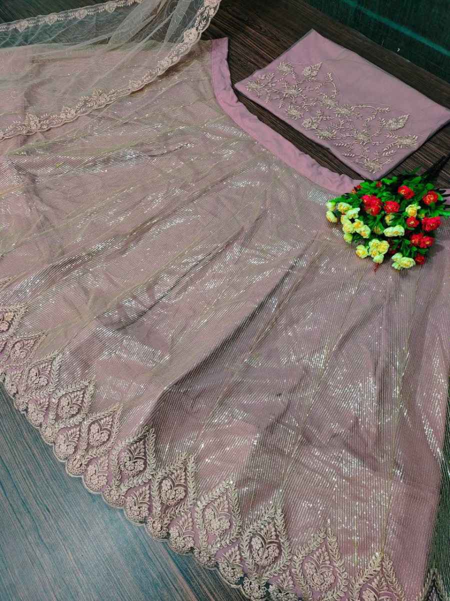 MODERN SOFT NET EMBROIDERY SEQUENCE WITH CUT WORK LEHENGA CHOLI WITH DUPATTA RECEPTION WEAR WHOLESALE PRICE ETHNIC GARMENT (8)