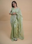 MODERN SOFT TWILL NET EMBROIDERY THREAD WITH SEQUENCE AND CUTWORK BORDER WITH STONE WORK SAREE WITH UNSTITCHED BLOUSE PARTY WEAR WHOLESALE PRICE ETHNIC GARMENT (3)