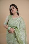 MODERN SOFT TWILL NET EMBROIDERY THREAD WITH SEQUENCE AND CUTWORK BORDER WITH STONE WORK SAREE WITH UNSTITCHED BLOUSE PARTY WEAR WHOLESALE PRICE ETHNIC GARMENT (3)