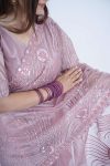 MODERN SOFT TWILL NET EMBROIDERY THREAD WITH SEQUENCE AND CUTWORK BORDER WITH STONE WORK SAREE WITH UNSTITCHED BLOUSE PARTY WEAR WHOLESALE PRICE ETHNIC GARMENT (6)
