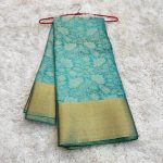 MODERN TISSUE ZARI AND GOLDEN FLOWER WEAVING WORK SAREE WITH UNSTITCHED BLOUSE FESTIVE WEAR WHOLESALE PRICE ETHNIC GARMENT (2)