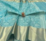 MODERN TISSUE ZARI AND GOLDEN FLOWER WEAVING WORK SAREE WITH UNSTITCHED BLOUSE FESTIVE WEAR WHOLESALE PRICE ETHNIC GARMENT (2)