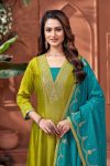 MODERN VICHITRA SILK EMBROIDERY, SEQUENCE & CODING WORK ANARKALI BOTTOM WITH DUPATTA WEDDING WEAR WHOLESALE PRICE ETHNIC GARMENT (8)