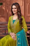 MODERN VICHITRA SILK EMBROIDERY, SEQUENCE & CODING WORK ANARKALI BOTTOM WITH DUPATTA WEDDING WEAR WHOLESALE PRICE ETHNIC GARMENT (8)