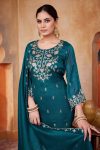 MODERN VICHITRA SILK EMBROIDERY, SEQUENCE & CODING WORK TOP PALAZZO WITH DUPATTA FESTIVE WEAR WHOLESLALE PRICE ETHNIC GARMENT (8)