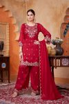 MODERN VICHITRA SILK EMBROIDERY, SEQUENCE & CODING WORK TOP PALAZZO WITH DUPATTA FESTIVE WEAR WHOLESLALE PRICE ETHNIC GARMENT (2)