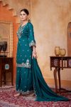 MODERN VICHITRA SILK EMBROIDERY, SEQUENCE & CODING WORK TOP PALAZZO WITH DUPATTA FESTIVE WEAR WHOLESLALE PRICE ETHNIC GARMENT (8)
