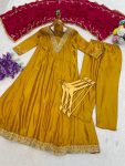MODERN VICHITRA SILK EMBROIDERY WORK TOP BOTTOM WITH DUPATTA FESTIVE WEAR WHOLESALE PRICE ETHNIC GARMENT (2)