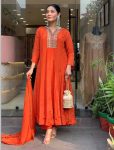 MODERN VICHITRA SILK EMBROIDERY WORK TOP BOTTOM WITH DUPATTA FESTIVE WEAR WHOLESALE PRICE ETHNIC GARMENT (5)
