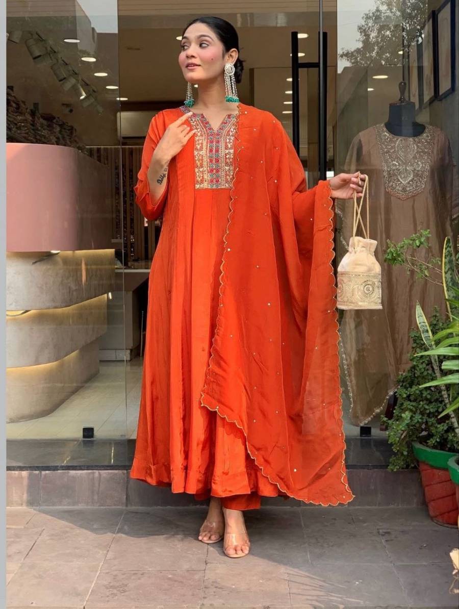 MODERN VICHITRA SILK EMBROIDERY WORK TOP BOTTOM WITH DUPATTA FESTIVE WEAR WHOLESALE PRICE ETHNIC GARMENT (5)