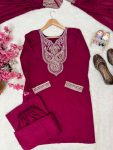 MODERN VICHITRA SILK SEQUENCE AND ZARI AND THREAD EMBROIDERY WORK TOP PALAZZO WITH DUPATTA CASUAL WEAR WHOLESALE PRICE ETHNIC GARMENT (2)