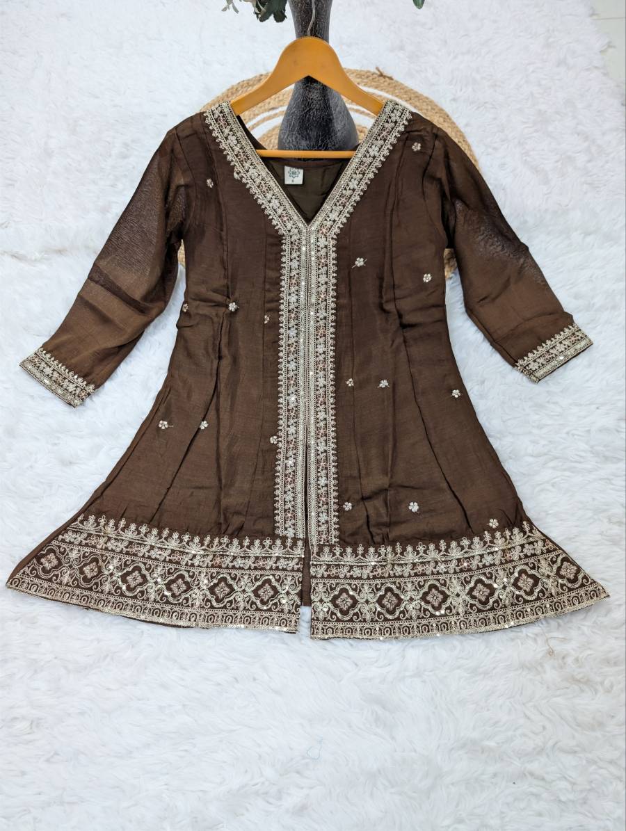 MODERN VICHITRA SILK SEQUENCE CODING EMBROIDERY WORK TOP BOTTOM WITH DUPATTA FESTIVE WEAR WHOLESALE PRICE ETHNIC GARMENT (1)