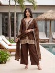 MODERN VICHITRA SILK SEQUENCE CODING EMBROIDERY WORK TOP BOTTOM WITH DUPATTA FESTIVE WEAR WHOLESALE PRICE ETHNIC GARMENT (8)