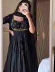 MODERN VICHITRA SILK THREAD WITH SEQUENCE WORK GOWN BOTTOM WITH DUPATTA FESTIVE WEAR WHOLESALE PRICE ETHNIC GARMENT (11)