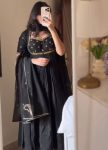 MODERN VICHITRA SILK THREAD WITH SEQUENCE WORK GOWN BOTTOM WITH DUPATTA BLACK