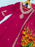 MODERN VISCOSE CHANDERI SEQUENCE CODING EMBROIDERY WORK TOP BOTTOM WITH DUPATTA FESTIVE WEAR WHOLESALE PRICE ETHNIC GARMENT (4)