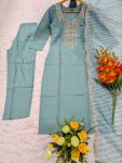 MODERN VISCOSE CHANDERI SEQUENCE CODING EMBROIDERY WORK TOP BOTTOM WITH DUPATTA FESTIVE WEAR WHOLESALE PRICE ETHNIC GARMENT (8)