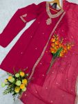 MODERN VISCOSE CHANDERI SEQUENCE CODING EMBROIDERY WORK TOP BOTTOM WITH DUPATTA FESTIVE WEAR WHOLESALE PRICE ETHNIC GARMENT (4)