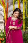 MODERN VISCOSE CHANDERI SEQUENCE CODING EMBROIDERY WORK TOP BOTTOM WITH DUPATTA FESTIVE WEAR WHOLESALE PRICE ETHNIC GARMENT (4)