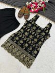 MOST PICKED GEORGETTE EMBROIDERY SEQUENCE WORK TOP SHARARA WITH DUPATTA WEDDING WEAR WHOLESALE PRICE ETHNIC GARMENT (3)