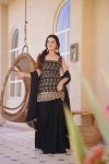 MOST PICKED GEORGETTE EMBROIDERY SEQUENCE WORK TOP SHARARA WITH DUPATTA BLACK