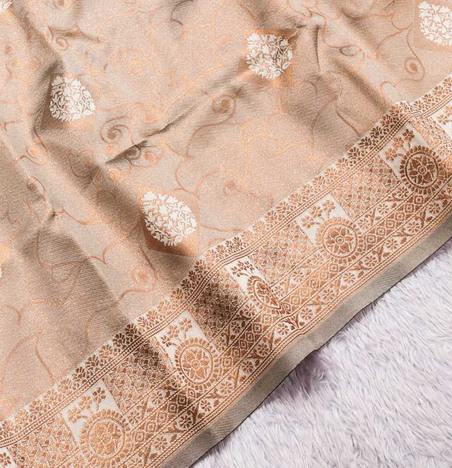 MOST TRENDING BANARASI SILK FLOWERS AND MINA & ZARI WEAVING RICH PALLU WITH UNIQUE BORDER WORK SAREE WITH UNSTITCHED BLOUSE FESTIVE WEAR WHOLESALE PRICE ETHNIC GARMENT (1)