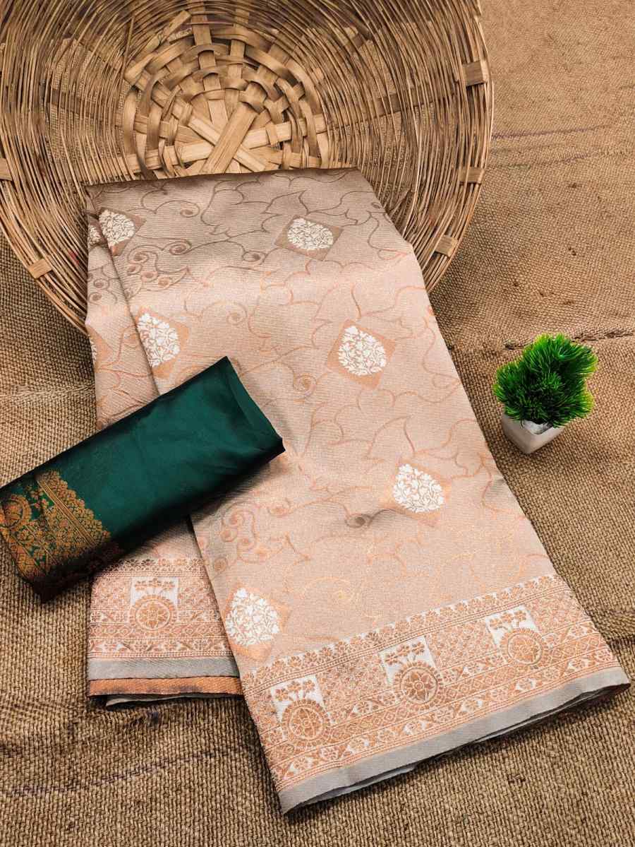 MOST TRENDING BANARASI SILK FLOWERS AND MINA & ZARI WEAVING RICH PALLU WITH UNIQUE BORDER WORK SAREE WITH UNSTITCHED BLOUSE FESTIVE WEAR WHOLESALE PRICE ETHNIC GARMENT (2)