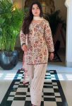 NEW ARRIVAL CAMBRIC COTTON PRINT WORK TOP PATIYALA WITH DUPATTA CREAM AND MAROON