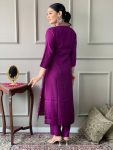 NEW ARRIVAL CHANDERI EMBROIDERY WORK TOP BOTTOM WITH DUPATTA CASUAL WEAR WHOLESALE PRICE ETHNIC GARMENT (19)