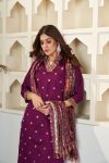 NEW ARRIVAL CHANDERI EMBROIDERY WORK TOP BOTTOM WITH DUPATTA CASUAL WEAR WHOLESALE PRICE ETHNIC GARMENT (7)
