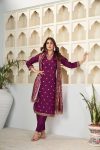 NEW ARRIVAL CHANDERI EMBROIDERY WORK TOP BOTTOM WITH DUPATTA CASUAL WEAR WHOLESALE PRICE ETHNIC GARMENT (7)