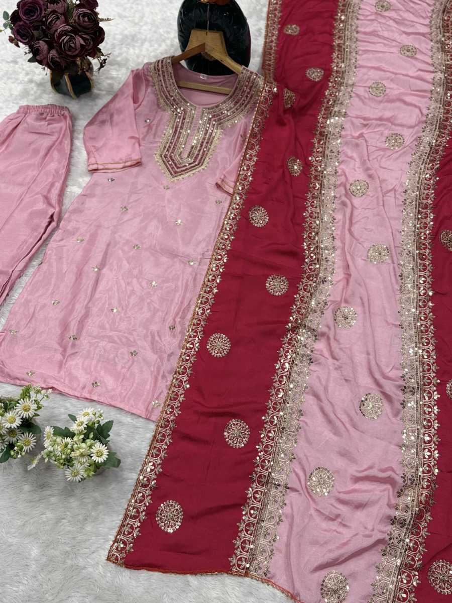 NEW ARRIVAL CHINON EMBROIDERY WORK TOP BOTTOM WITH DUPATTA FESTIVE WEAR WHOLESALE PRICE ETHNIC GARMENT (12)